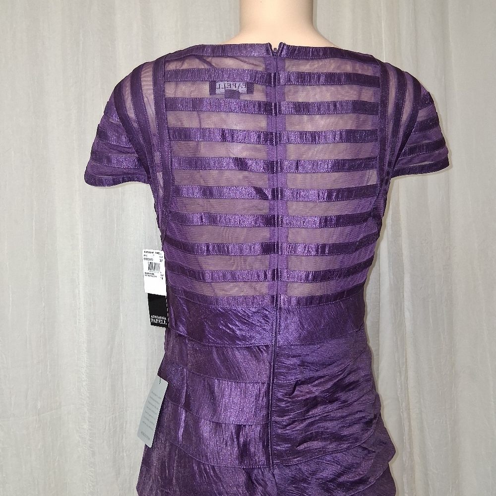 Adrianna Papell New Rich Purple Layered Mini Dress - Picture 8 of 16
